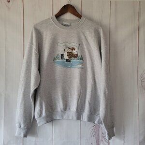 Vintage Holiday Humor Winter Christmas Shirt, Funny, Women’s L, Crewneck Snowman